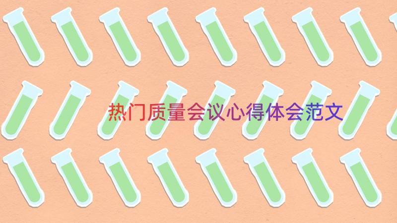 热门质量会议心得体会范文（15篇）