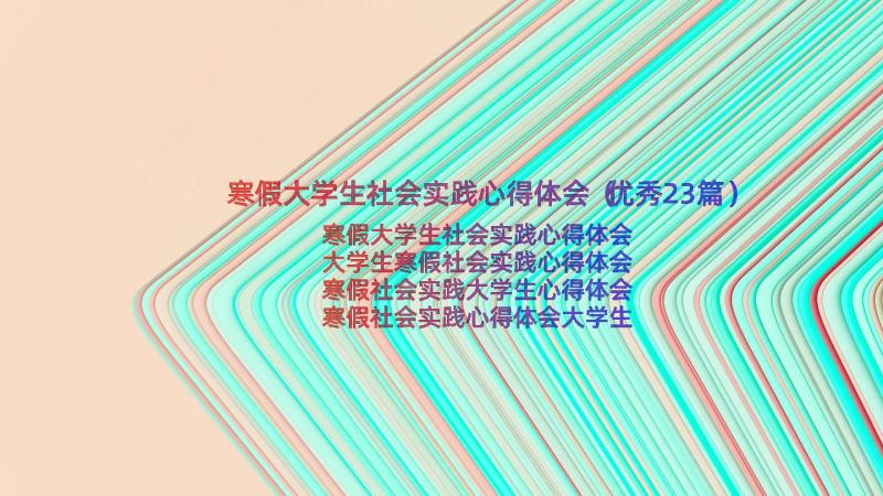 寒假大学生社会实践心得体会（优秀23篇）