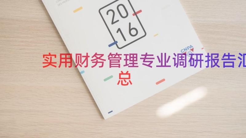 实用财务管理专业调研报告（汇总19篇）