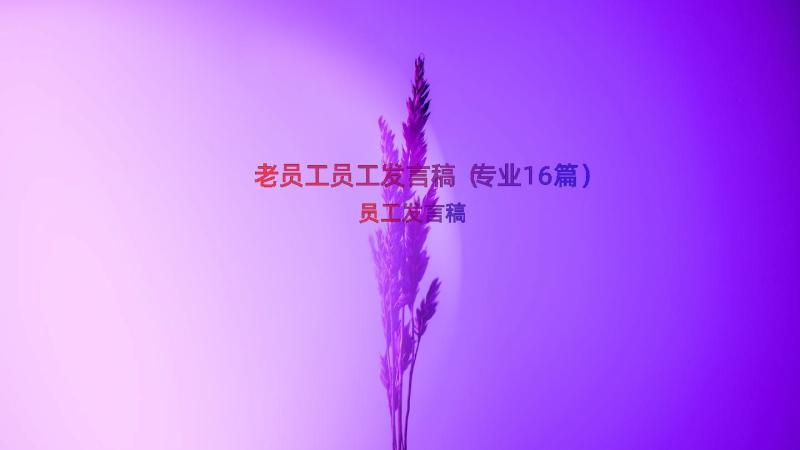 老员工员工发言稿（专业16篇）