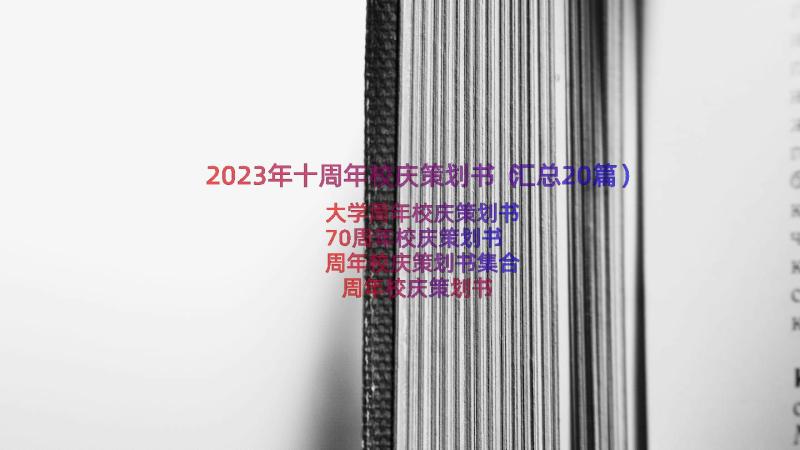 2023年十周年校庆策划书（汇总20篇）