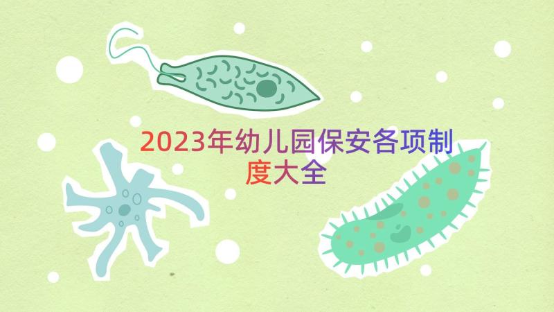 2023年幼儿园保安各项制度大全（18篇）