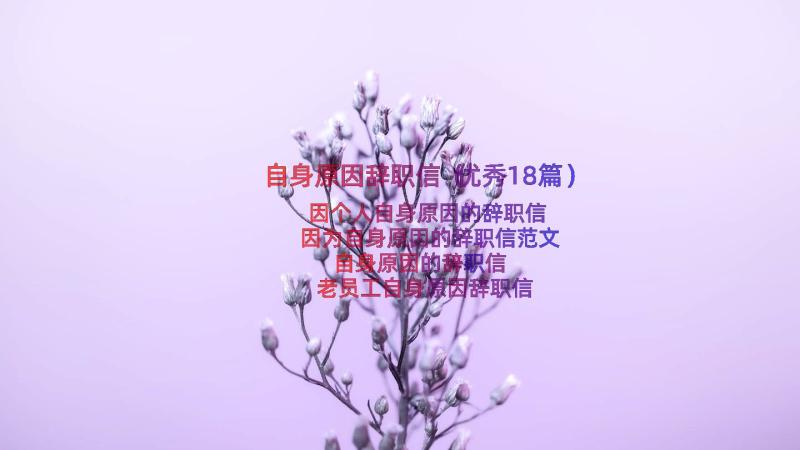 自身原因辞职信（优秀18篇）