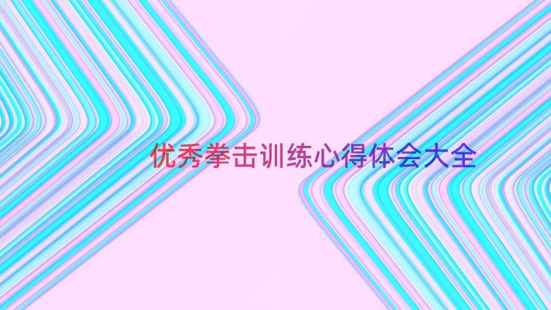 优秀拳击训练心得体会大全（17篇）