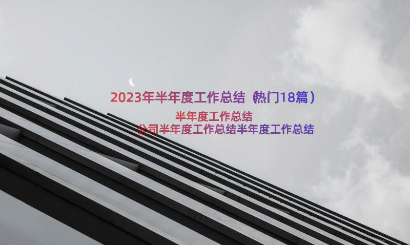 2023年半年度工作总结（热门18篇）