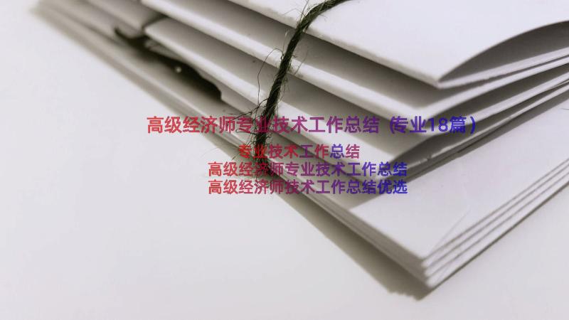 高级经济师专业技术工作总结（专业18篇）