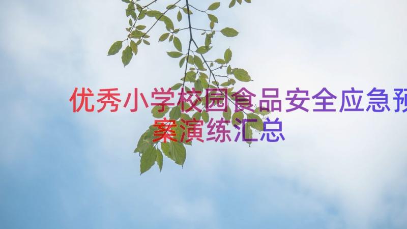 优秀小学校园食品安全应急预案演练（汇总17篇）