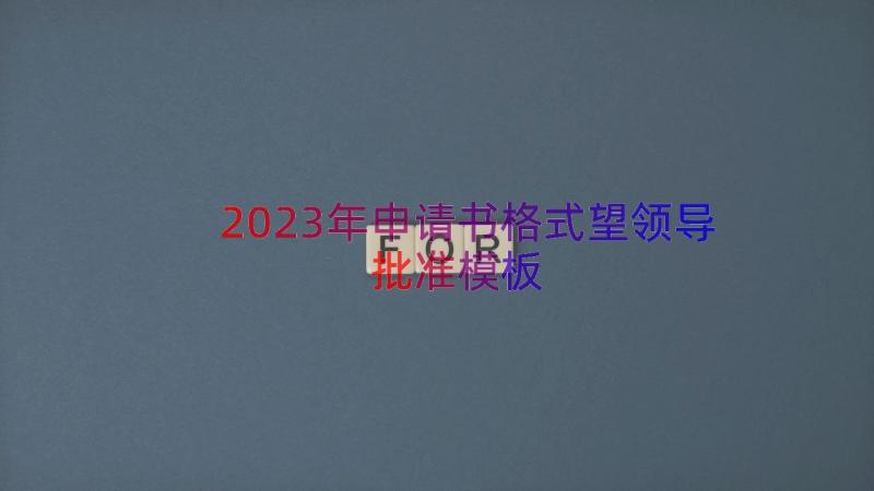 2023年申请书格式望领导批准（模板14篇）