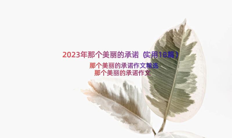 2023年那个美丽的承诺（实用18篇）