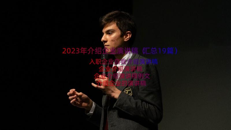 2023年介绍企业演讲稿（汇总19篇）