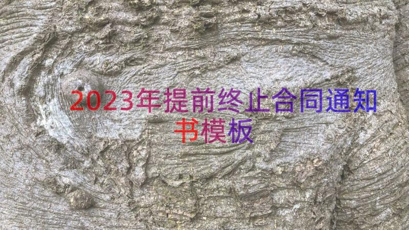 2023年提前终止合同通知书（模板14篇）