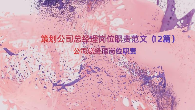 策划公司总经理岗位职责范文（12篇）