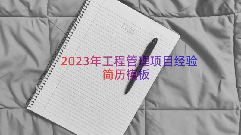 2023年工程管理项目经验简历（模板13篇）