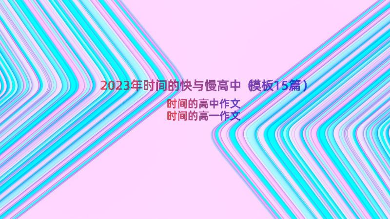 2023年时间的快与慢高中（模板15篇）