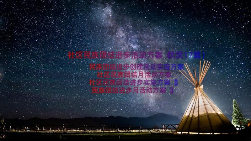 社区民族团结进步活动方案（优质17篇）