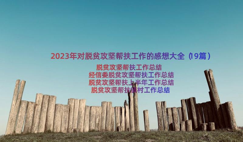 2023年对脱贫攻坚帮扶工作的感想大全（19篇）