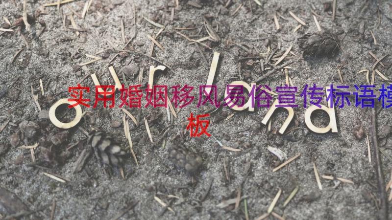 实用婚姻移风易俗宣传标语（模板17篇）