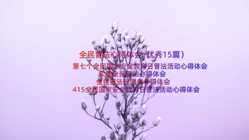 全民普法心得体会（优秀15篇）