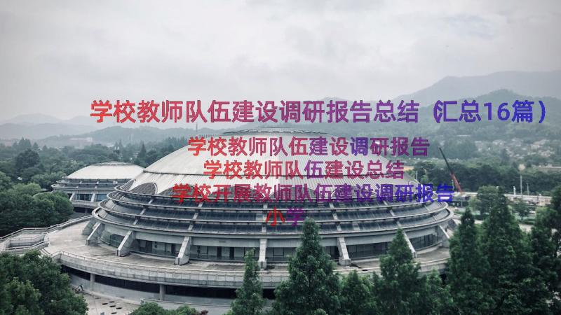 学校教师队伍建设调研报告总结（汇总16篇）