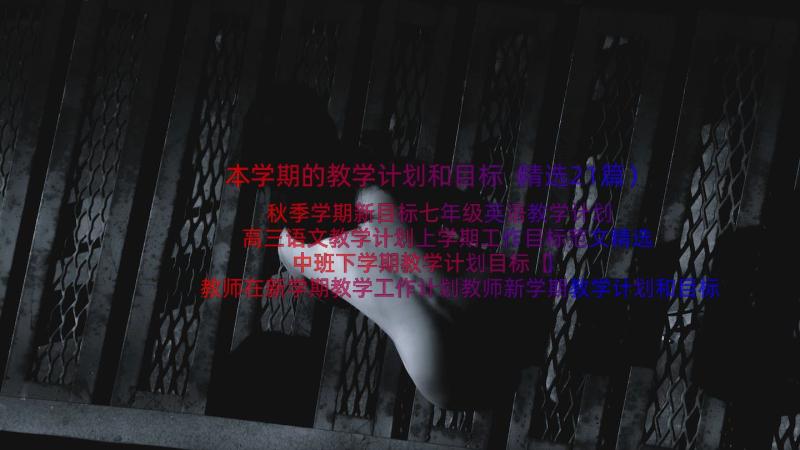 本学期的教学计划和目标（精选21篇）