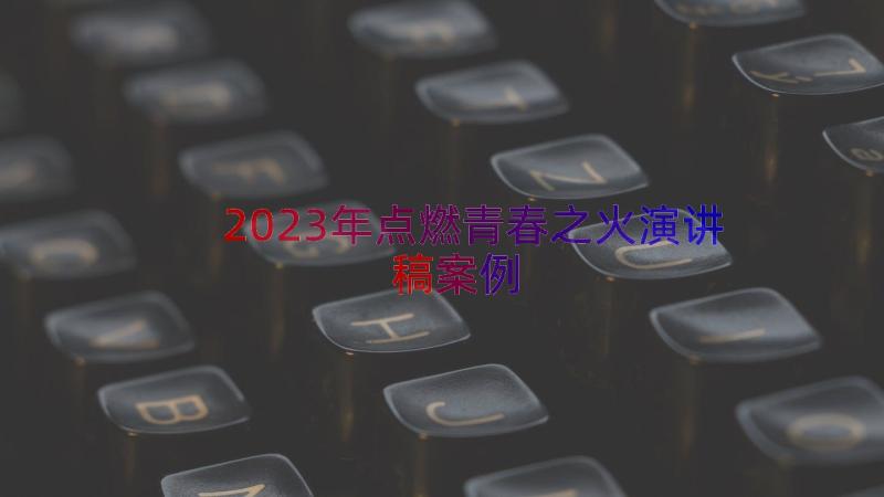 2023年点燃青春之火演讲稿（案例13篇）