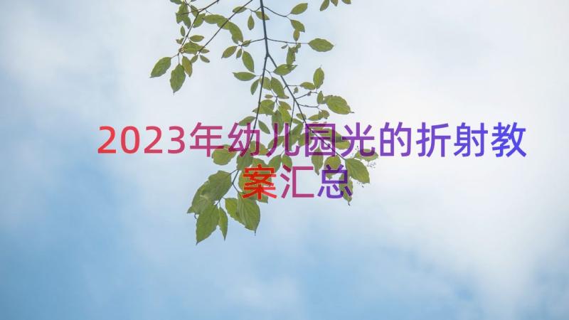 2023年幼儿园光的折射教案（汇总14篇）