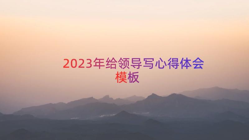 2023年给领导写心得体会（模板12篇）