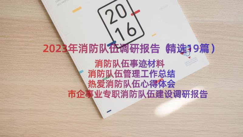 2023年消防队伍调研报告（精选19篇）