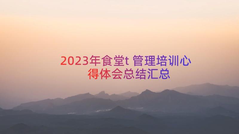 2023年食堂t管理培训心得体会总结（汇总13篇）