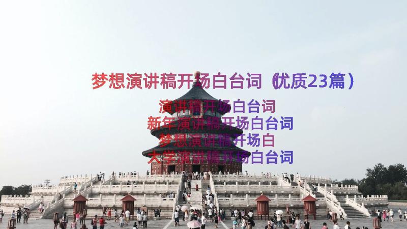 梦想演讲稿开场白台词（优质23篇）