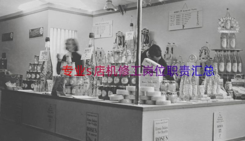 专业s店机修工岗位职责（汇总15篇）