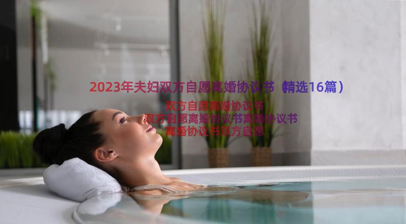 2023年夫妇双方自愿离婚协议书（精选16篇）