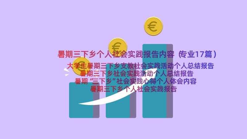 暑期三下乡个人社会实践报告内容（专业17篇）