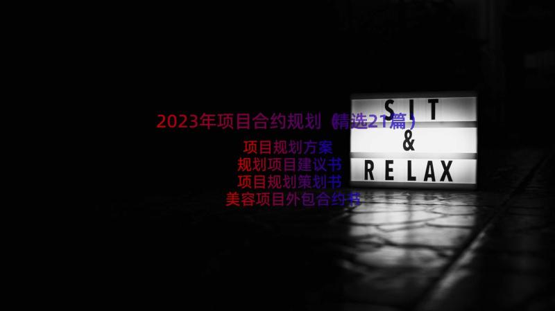 2023年项目合约规划（精选21篇）