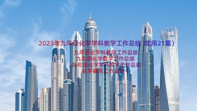 2023年九年级化学学科教学工作总结（实用21篇）