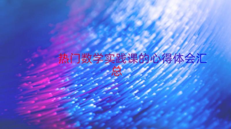 热门数学实践课的心得体会（汇总14篇）