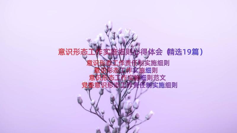 意识形态工作实施细则心得体会（精选19篇）