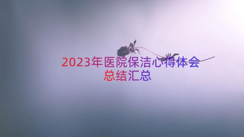 2023年医院保洁心得体会总结（汇总14篇）