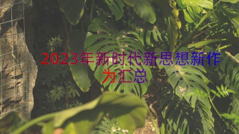 2023年新时代新思想新作为（汇总13篇）