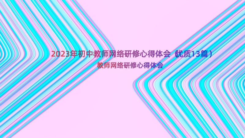 2023年初中教师网络研修心得体会（优质13篇）