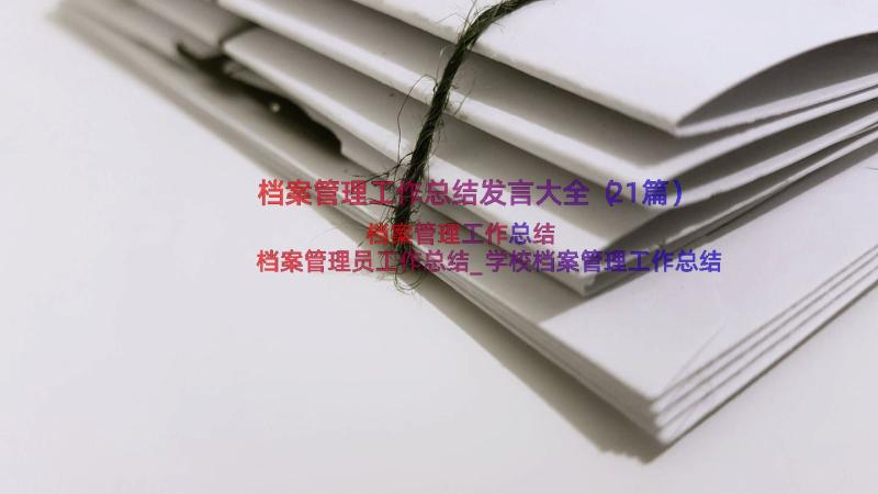 档案管理工作总结发言大全（21篇）