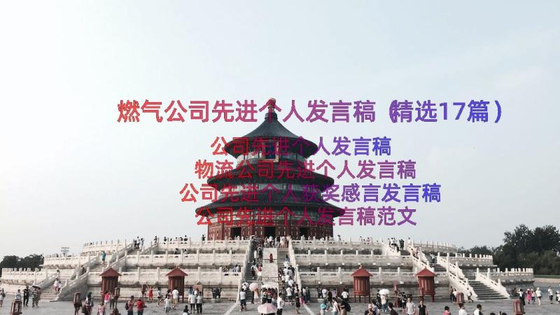 燃气公司先进个人发言稿（精选17篇）