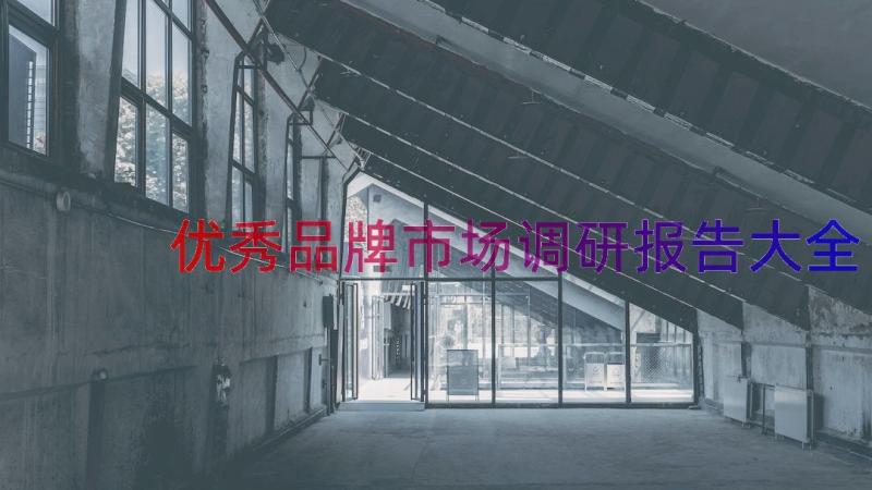 优秀品牌市场调研报告大全（19篇）