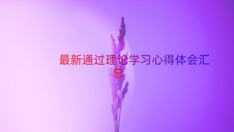 最新通过理论学习心得体会（汇总16篇）