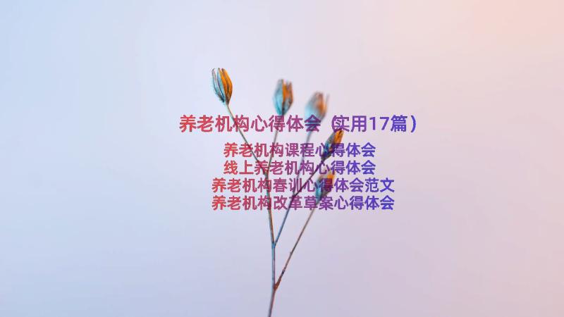 养老机构心得体会（实用17篇）