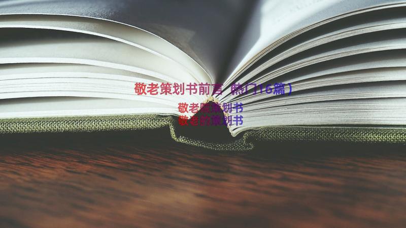 敬老策划书前言（热门16篇）