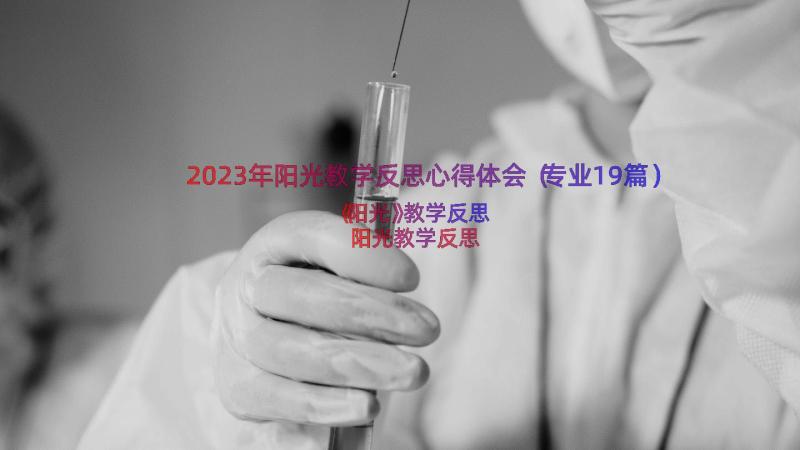 2023年阳光教学反思心得体会（专业19篇）