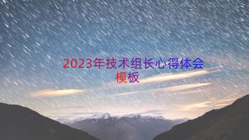 2023年技术组长心得体会（模板12篇）