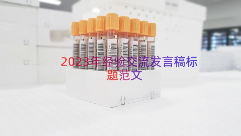 2023年经验交流发言稿标题范文（15篇）