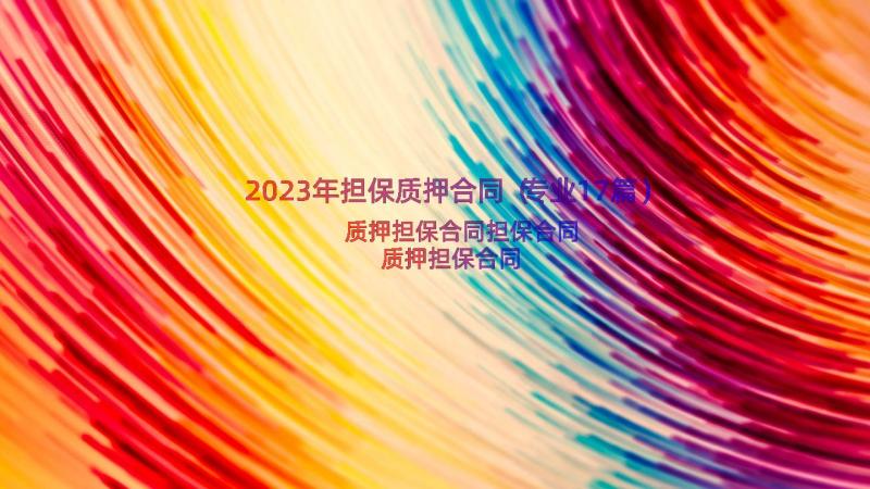 2023年担保质押合同（专业17篇）